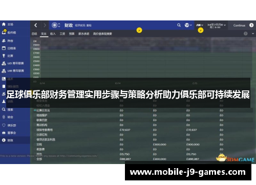 足球俱乐部财务管理实用步骤与策略分析助力俱乐部可持续发展